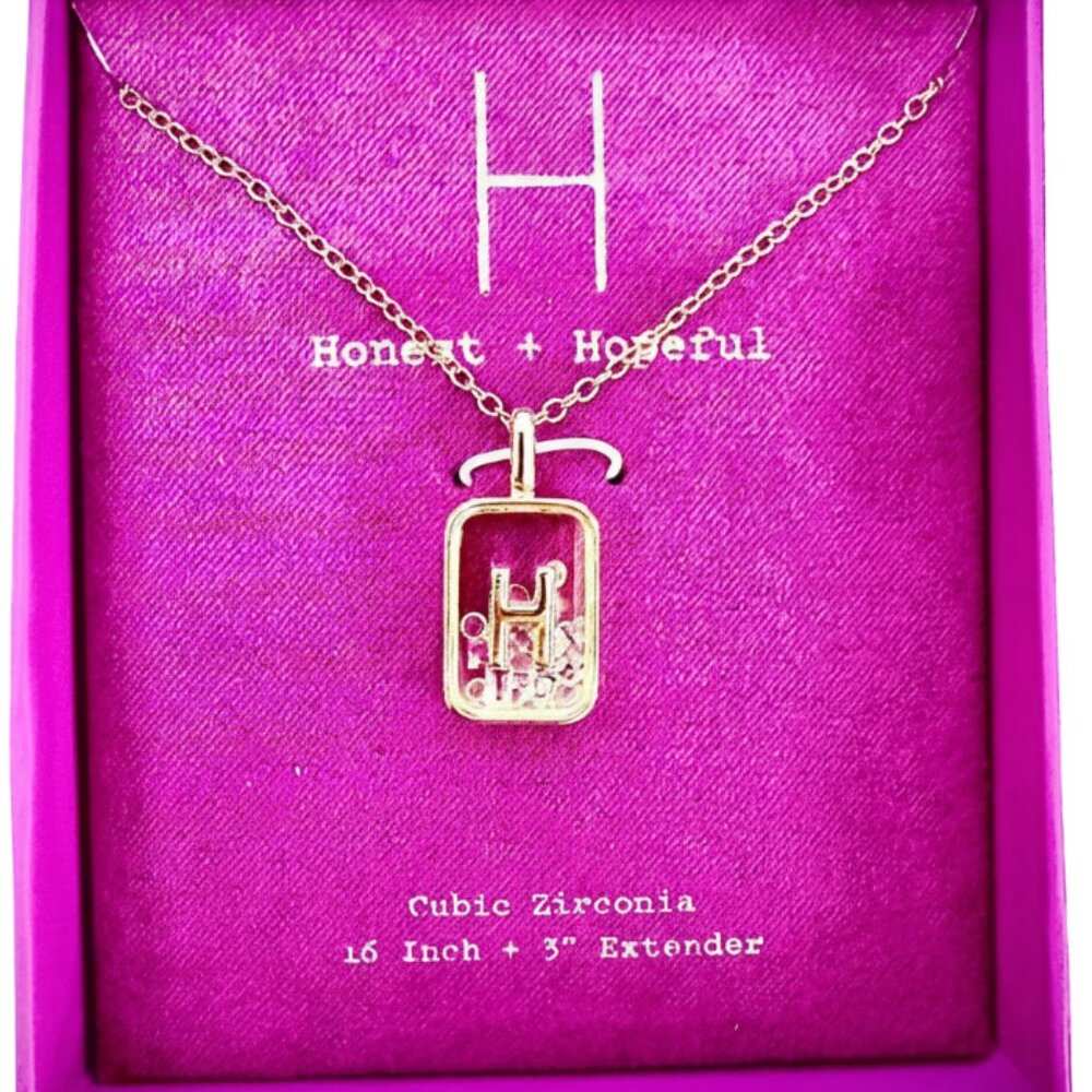 NWT A New Day 14K Gold Dipped Initial Shaker Necklace (A–Z) Cubic Zirconia - Picture 2 of 9